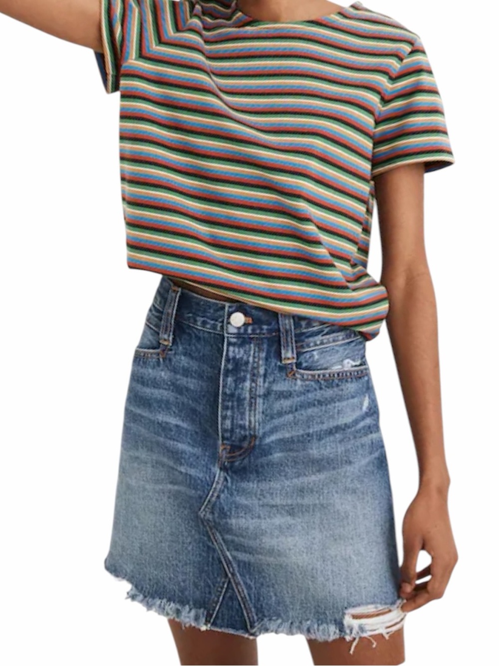 Madewell Rigid Denim Straight Mini Skirt: Destructed Edition Size 28